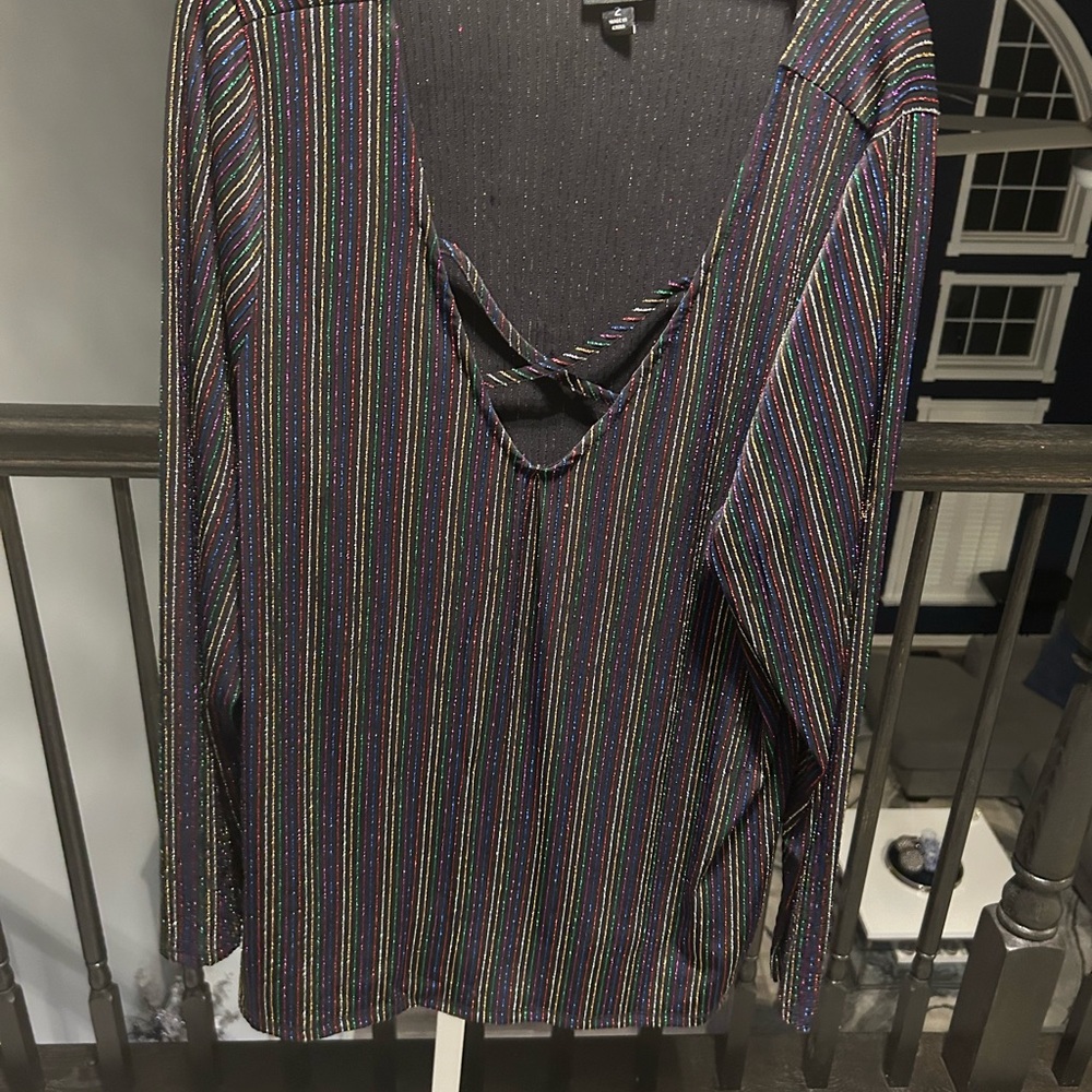 Torrid Black Long Sleeve Blouse with Tie Front (wore once)